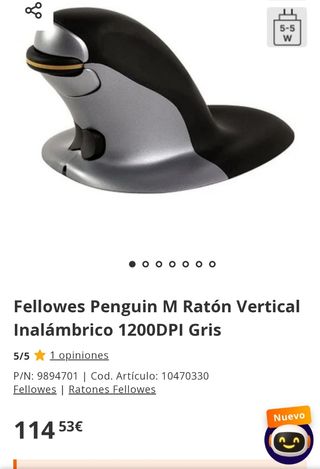 Ratón vertical Fellowes Penguin M