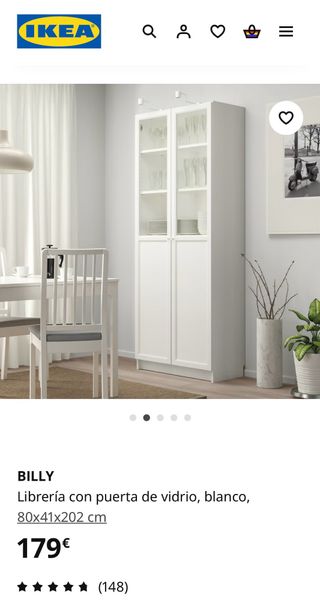 Vitrina BILLY IKEA blanca 80x30x202cm