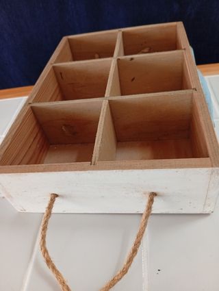 Caja organizadora de madera - Azul y blanco