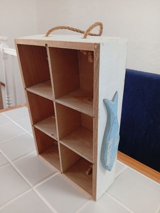 Caja organizadora de madera - Azul y blanco