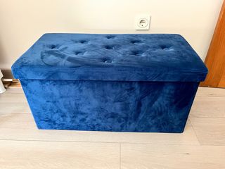 Baúl almacenaje azul terciopelo