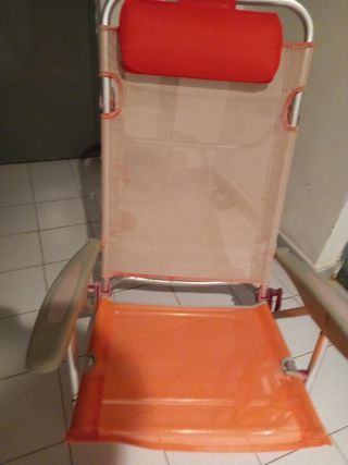Silla playa plegable naranja-roja