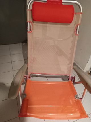Silla playa plegable naranja-roja