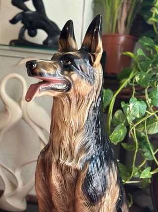 2 figuras pastor alemán cerámica