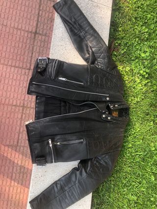 Cazadora cuero moto vintage