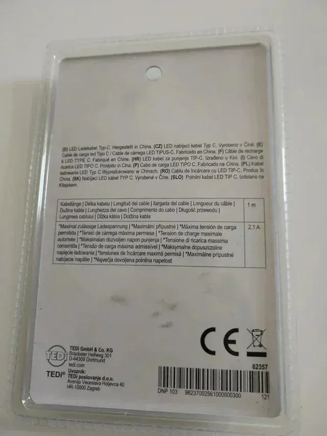 Cable USB-C LED Tedi 1m