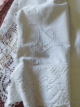 Sábana antigua bordada - algodón blanco