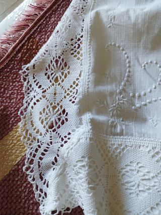 Sábana antigua bordada - algodón blanco