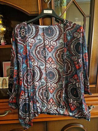 Kimono paisley rojo y azul - Talla M