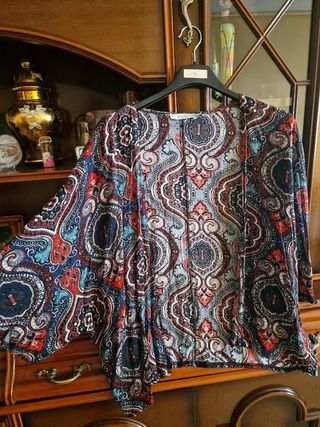 Kimono paisley rojo y azul - Talla M