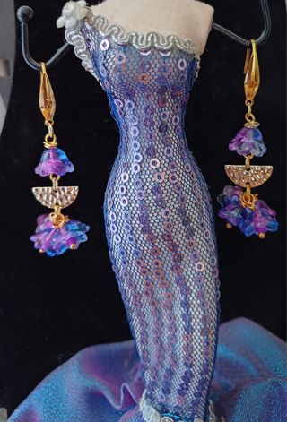 Orecchini Murano: fiori blu viola