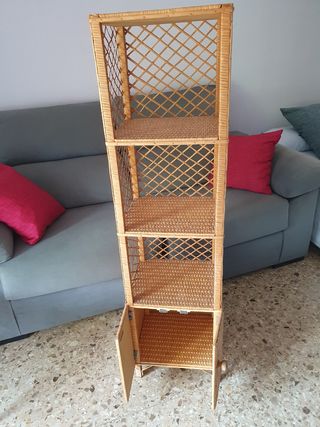 Estantería/ armario mimbre 3 baldas y puertas