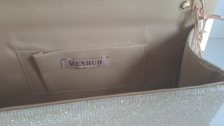 Bolso Menbur fiesta beige dorado