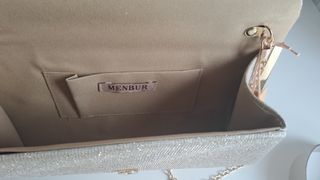 Bolso Menbur fiesta beige dorado