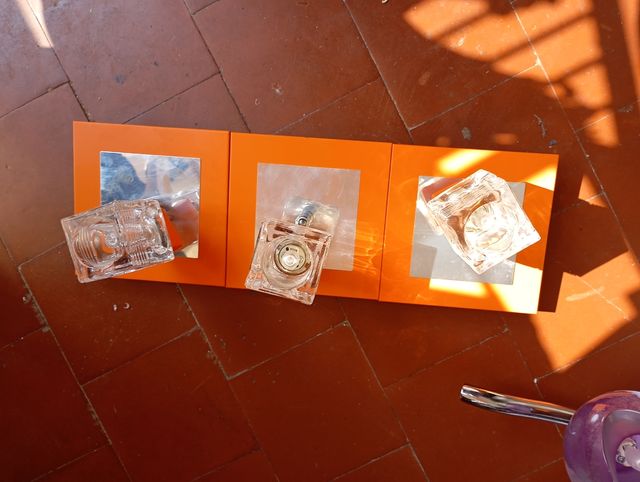 3 Lámparas cubo naranja