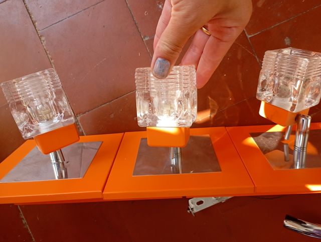 3 Lámparas cubo naranja