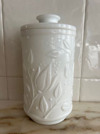 Tarro de cristal opalina blanco