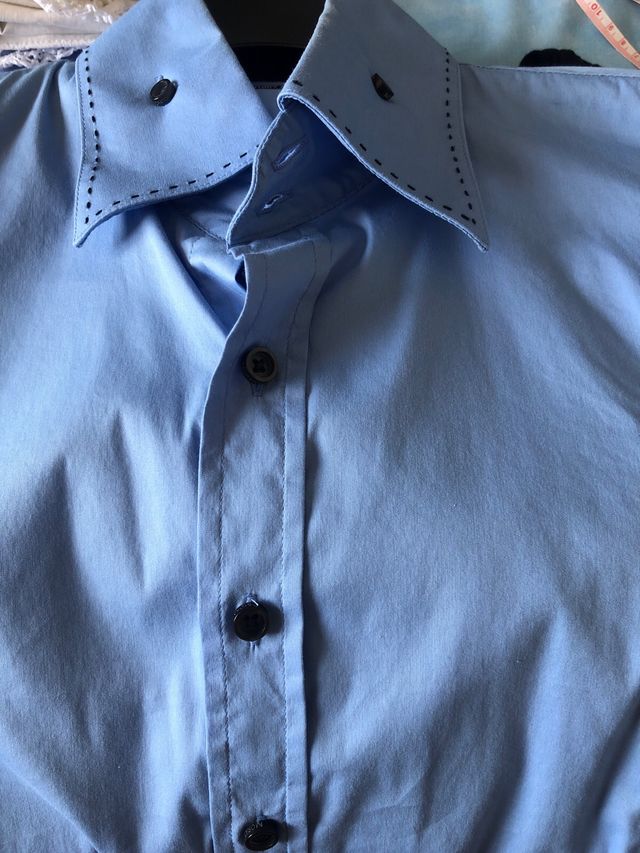 Camisa azul caballero pestuntada L.