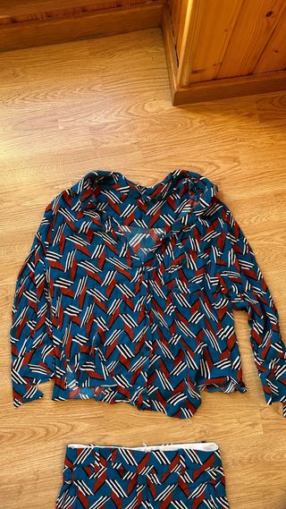 Conjunto Zara - camisa y pantalón azul