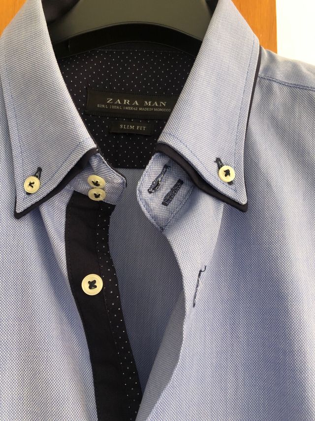 Camisa Zara Man azul talla L