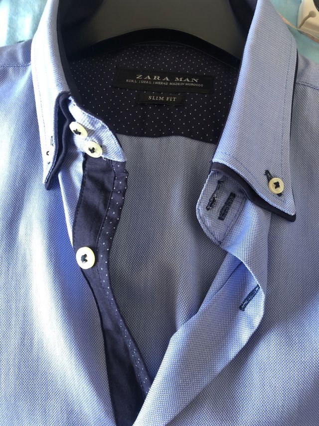 Camisa Zara Man azul talla L