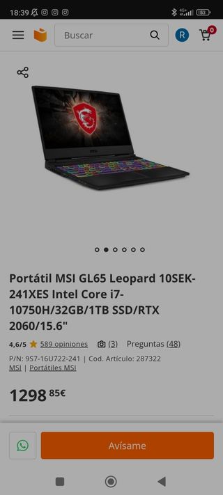 Portátil MSI Leopard Gaming