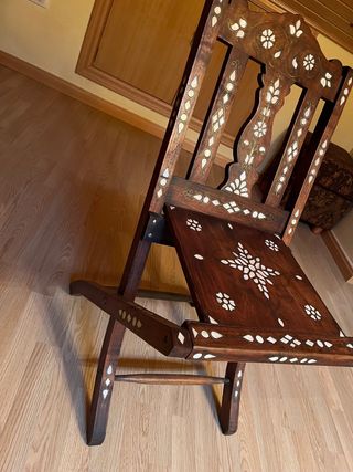 Silla plegable madera nácar