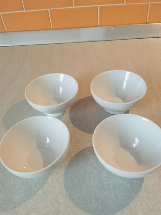 4 Ciotole in Porcellana Bianche