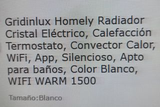 Calefactor Gridinlux - Panel de cristal blanco