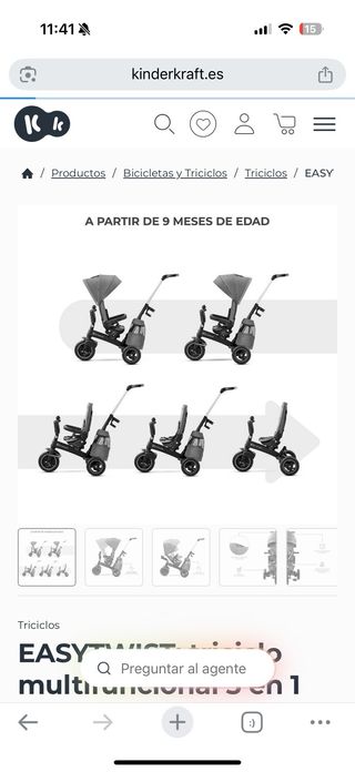 Triciclo Kinderkraft - Gris