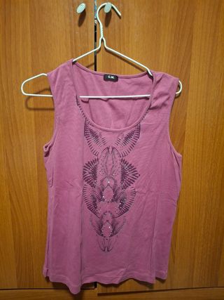 Camiseta sin mangas G.W. rosa