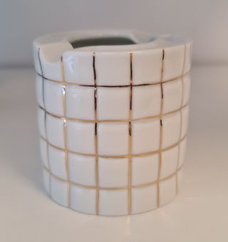 Cenicero Cerámicas O Castro Blanco y Dorado