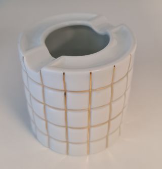 Cenicero Cerámicas O Castro Blanco y Dorado