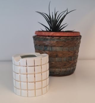 Cenicero Cerámicas O Castro Blanco y Dorado