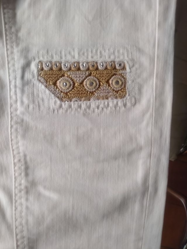 Pantalones DESIGUAL blancos talla XS