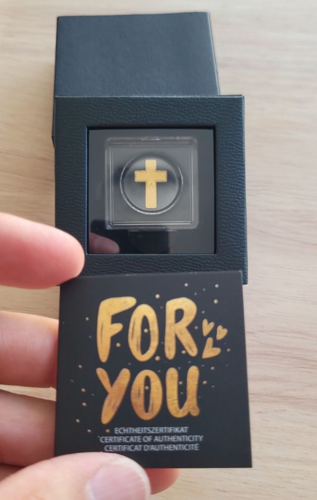 Moneda oro 999 CRUZ 24K Chad 2025 con cetificado