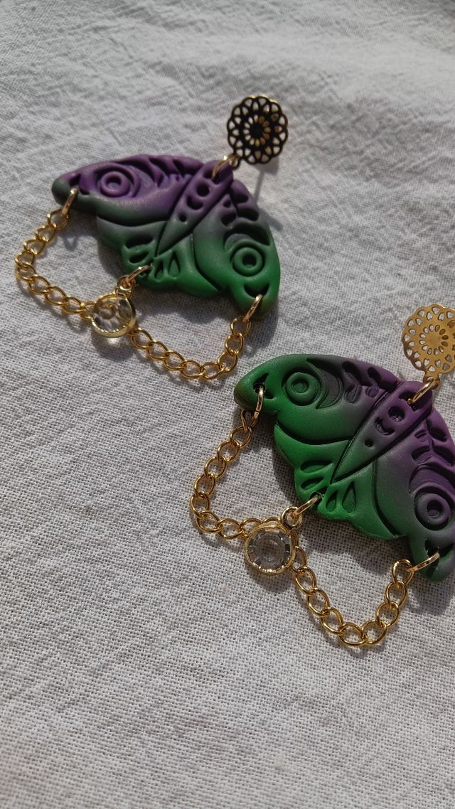 Pendientes polilla | Morado-Verde