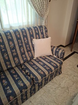 Sofá 3 plazas - Azul y beige