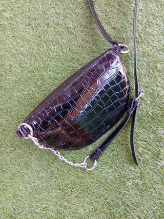 Bolso fiesta negro charol sintético-de colgar