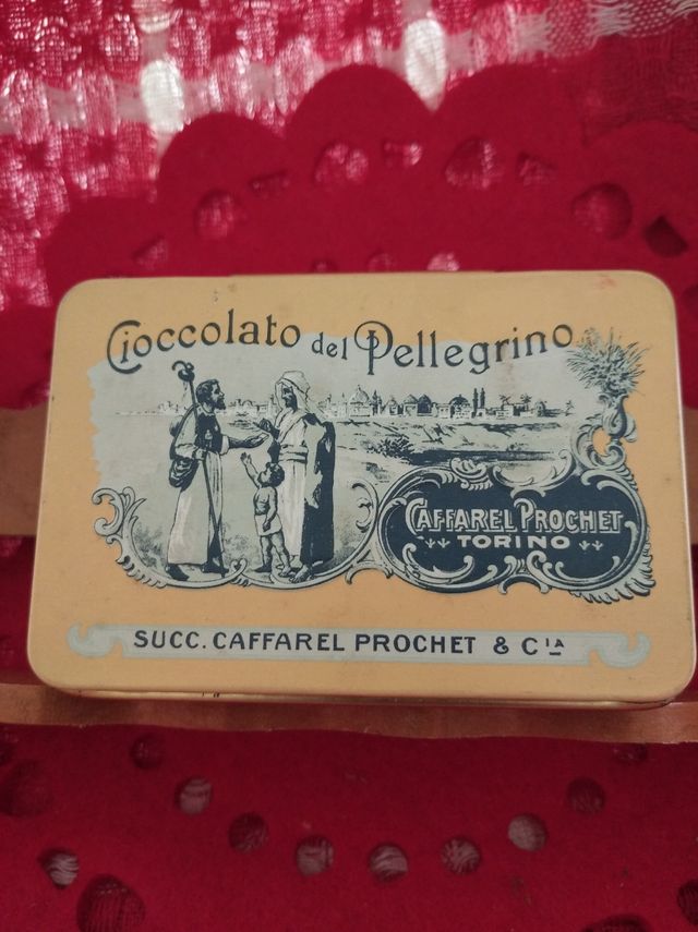 Caja de hojalata vintage Caffarel Proche 9x6