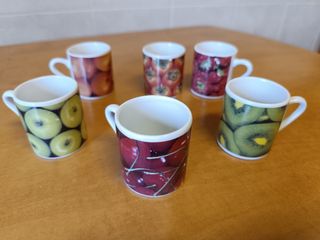 6 Tazas Café - Frutas - Porcelana