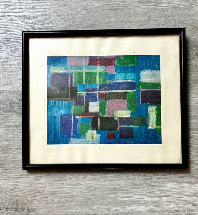 Cuadro abstracto cera | Arte vintage