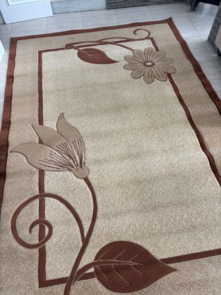 Alfombra beige y marrón 3x2m