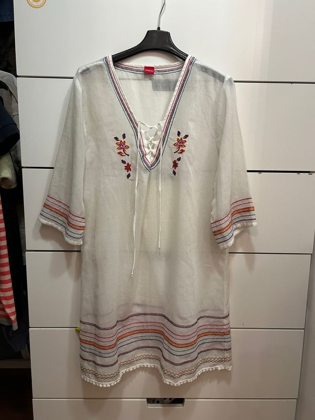 Caftano Yamamay bianco ricamato