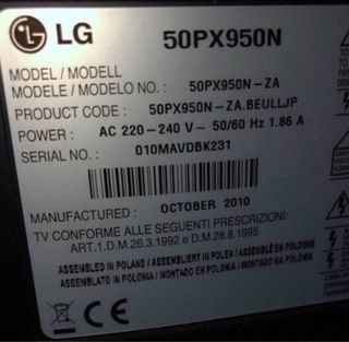 TV plasma LG 50 pulgadas negra