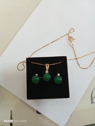 Set Collana Orecchini Perle Verdi