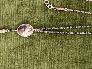 Collar plata  dorada con piedras negras azabache 