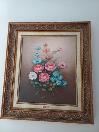 Cuadro óleo flores - Vintage