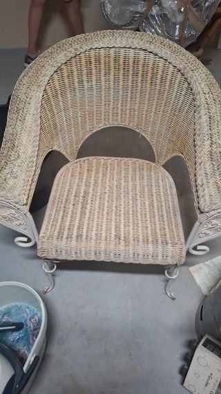 2 Sillas vintage mimbre blanco