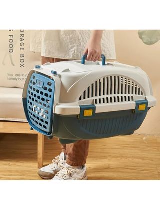 Transportín mascotas azul y blanco